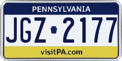 PA license plate JGZ2177
