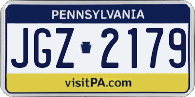 PA license plate JGZ2179