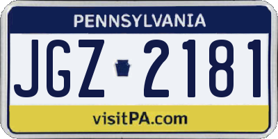 PA license plate JGZ2181