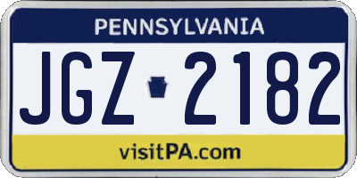 PA license plate JGZ2182