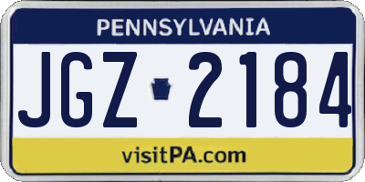 PA license plate JGZ2184