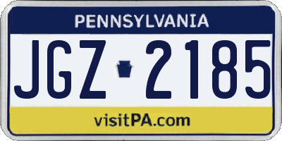 PA license plate JGZ2185