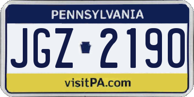 PA license plate JGZ2190