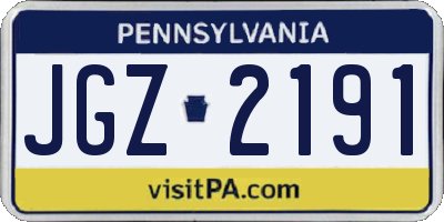 PA license plate JGZ2191