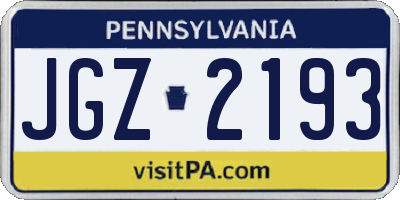 PA license plate JGZ2193