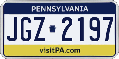 PA license plate JGZ2197