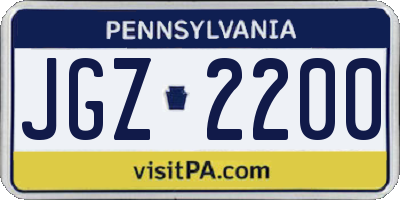 PA license plate JGZ2200