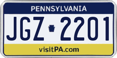 PA license plate JGZ2201