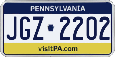 PA license plate JGZ2202