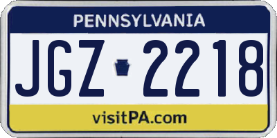 PA license plate JGZ2218