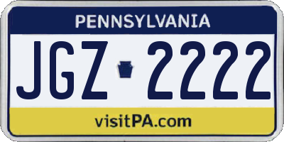 PA license plate JGZ2222