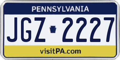 PA license plate JGZ2227