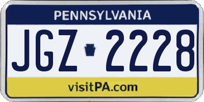 PA license plate JGZ2228