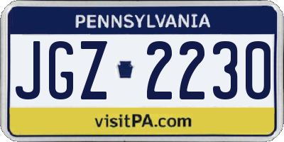PA license plate JGZ2230