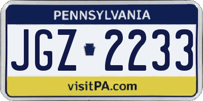 PA license plate JGZ2233