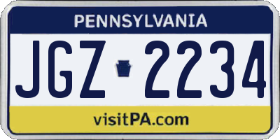 PA license plate JGZ2234