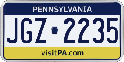 PA license plate JGZ2235