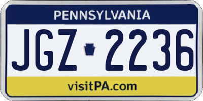 PA license plate JGZ2236