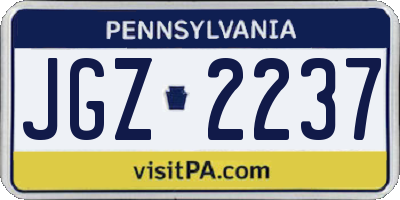PA license plate JGZ2237
