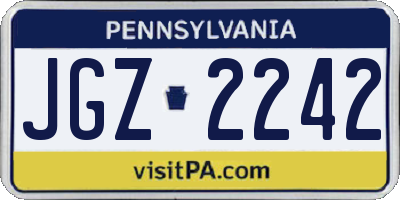 PA license plate JGZ2242