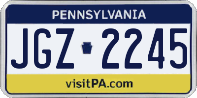 PA license plate JGZ2245