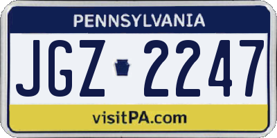 PA license plate JGZ2247