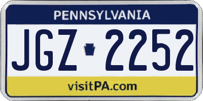 PA license plate JGZ2252