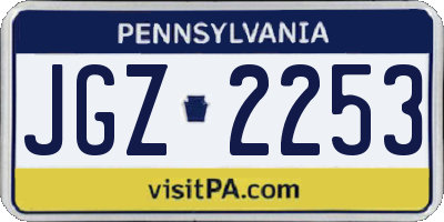PA license plate JGZ2253
