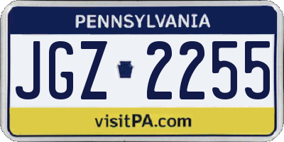 PA license plate JGZ2255