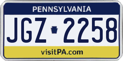 PA license plate JGZ2258
