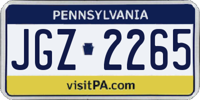 PA license plate JGZ2265