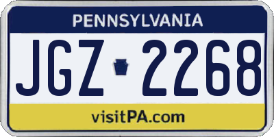 PA license plate JGZ2268
