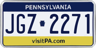 PA license plate JGZ2271