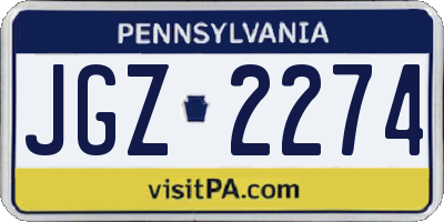 PA license plate JGZ2274