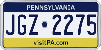 PA license plate JGZ2275