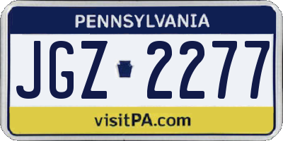 PA license plate JGZ2277