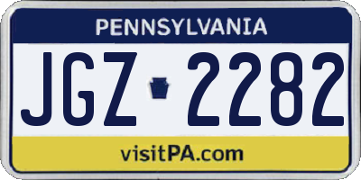 PA license plate JGZ2282