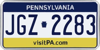 PA license plate JGZ2283