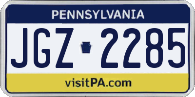 PA license plate JGZ2285