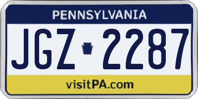 PA license plate JGZ2287