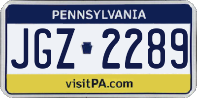 PA license plate JGZ2289