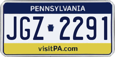 PA license plate JGZ2291