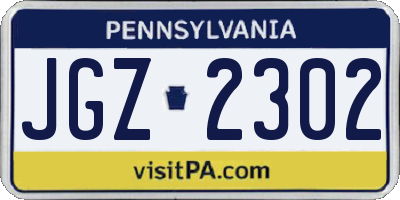 PA license plate JGZ2302