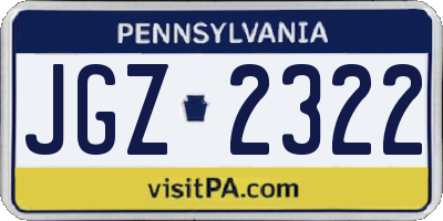PA license plate JGZ2322