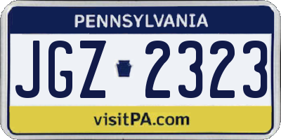 PA license plate JGZ2323