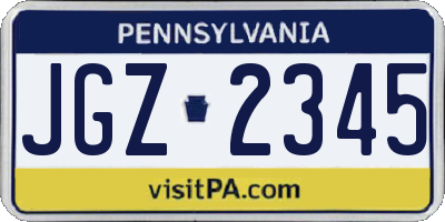 PA license plate JGZ2345