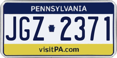 PA license plate JGZ2371