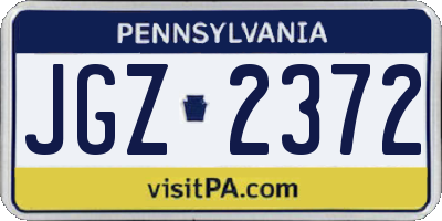 PA license plate JGZ2372