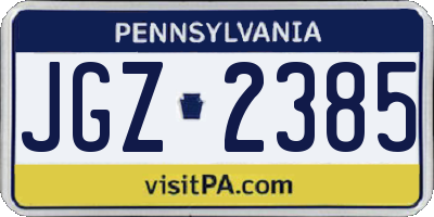 PA license plate JGZ2385