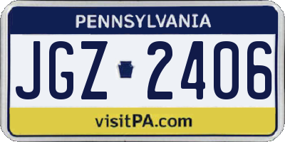 PA license plate JGZ2406